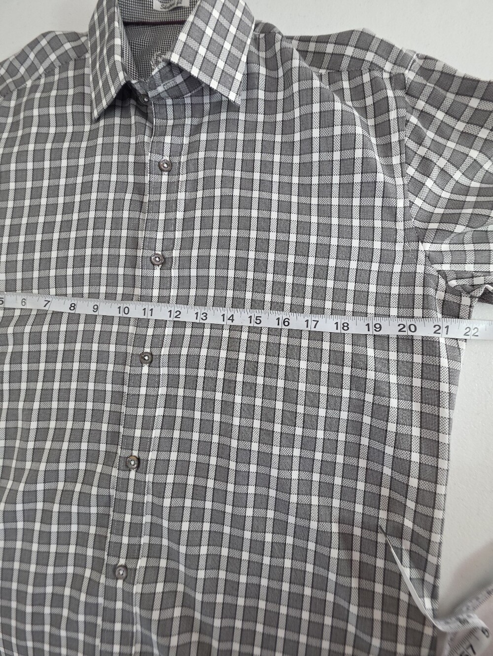Bugatchi Uomo Shaped Fit Gray Plaid Button Down Shirt Men's Medium Cotton - Picture 6 of 11